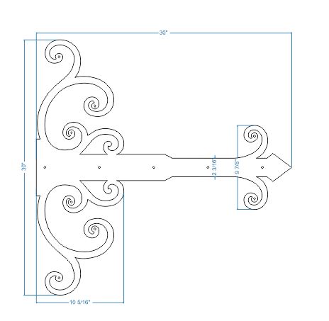 Sangle de charnière en faux fer Châteauesque