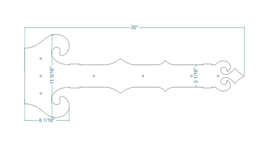 Baroque Iron Garage Door Dummy Hinge Strap