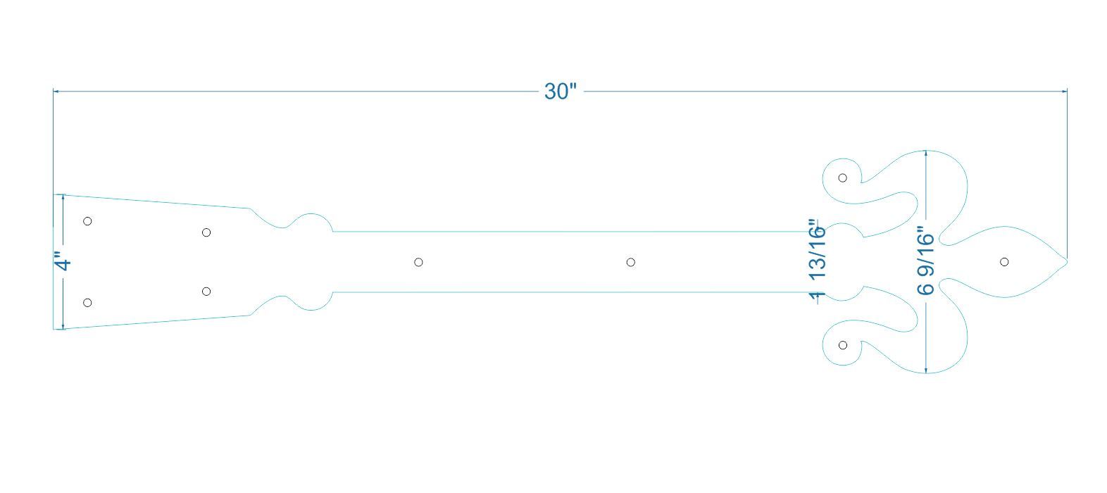 Florence Fleur De Lis Iron Garage Door Dummy Hinge Strap