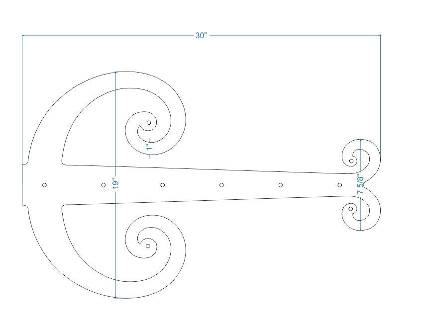 Middle Age Europe Wrought Iron Garage Door Dummy Hinge Strap