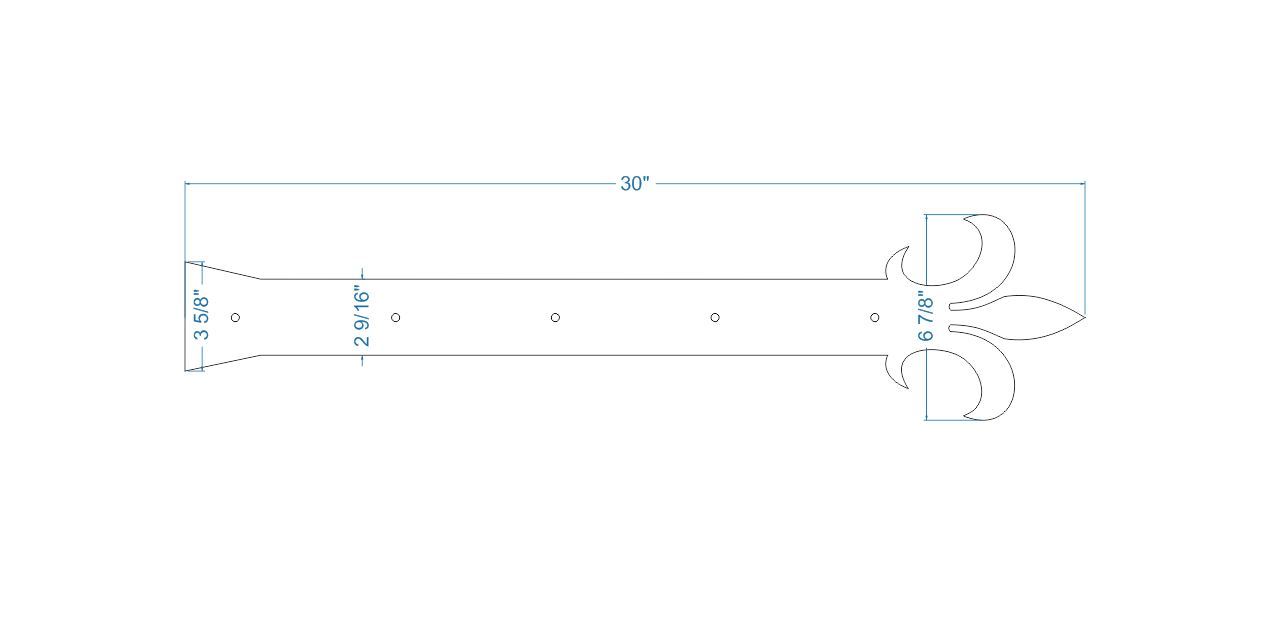 Egyptian Fleur De Lis Iron Garage Door Dummy Hinge Strap