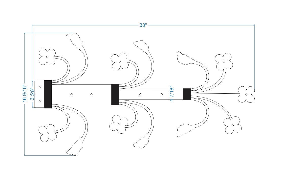 14th Century Wrought Iron Garage Door Dummy Hinge Strap