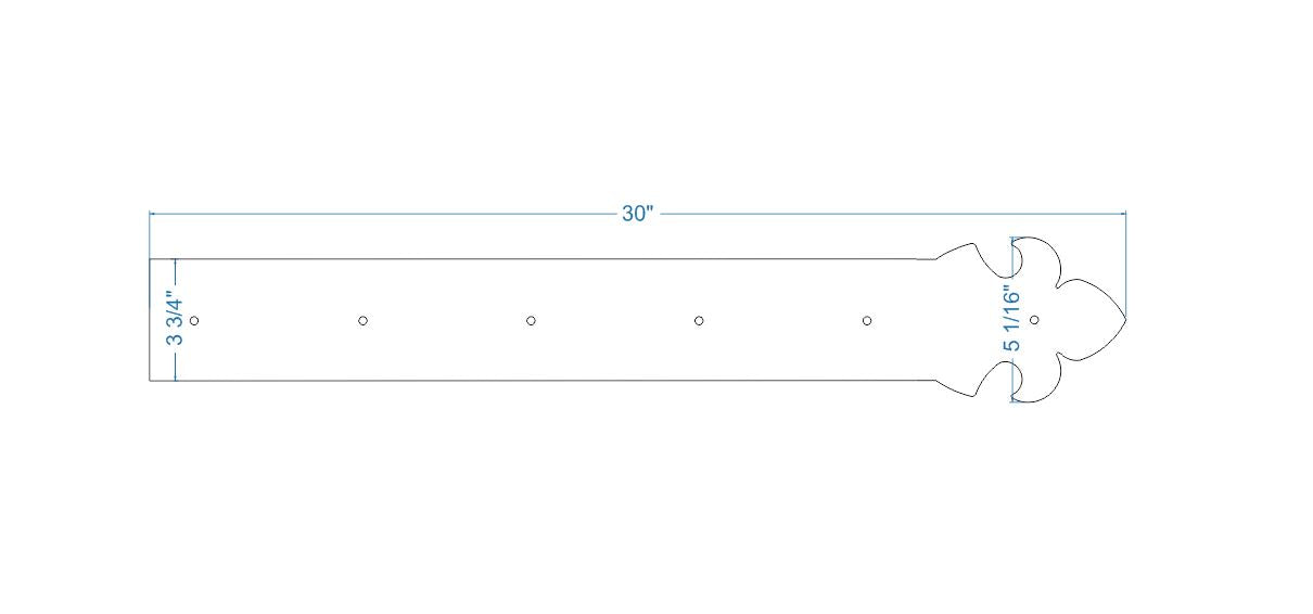 British Fleur De Lis Iron Faux Hinge Strap