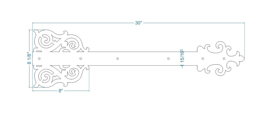 Sangle de charnière gothique en fer cathédrale gothique