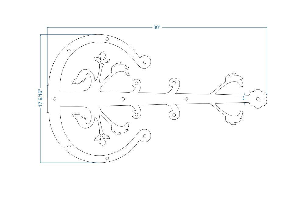 German Castle Iron Garage Door Dummy Hinge Strap