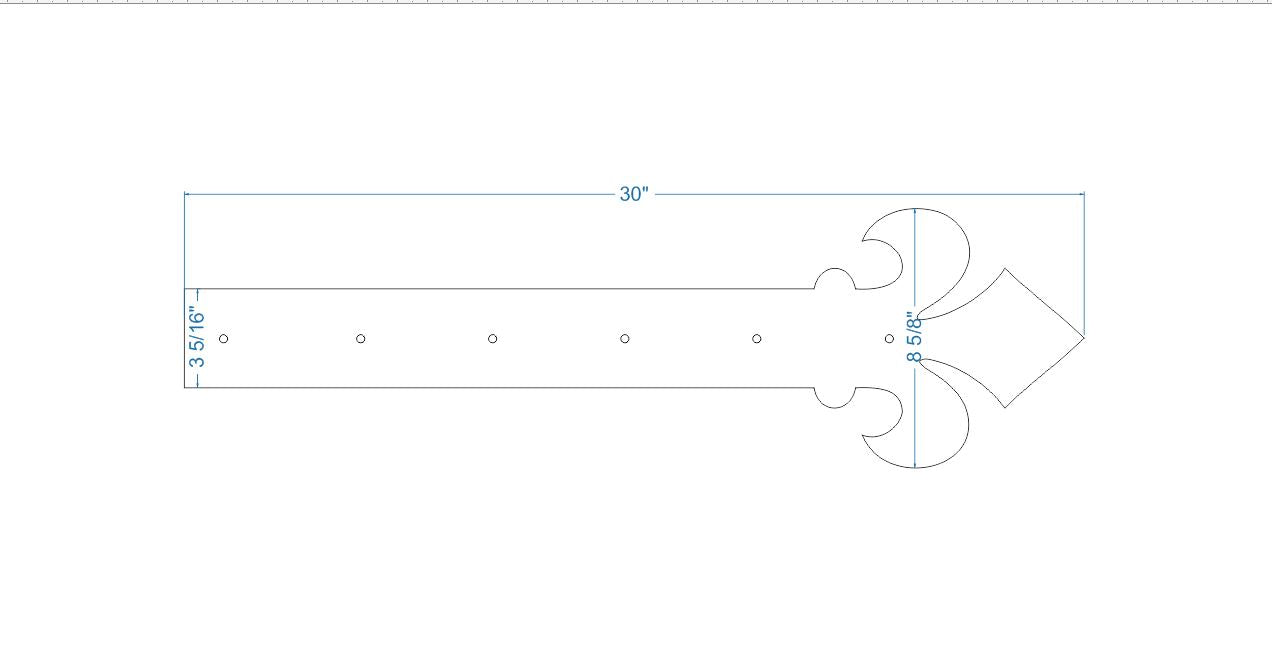 Dunmow Crest Fleur De Lis Iron Faux Bisagra Correa