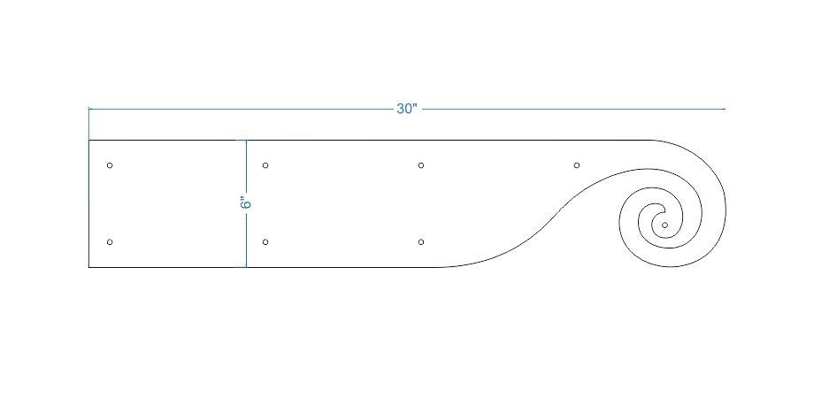 Greek Ionic Iron Garage Door Dummy Hinge Strap