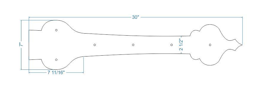 French Country Revival Iron Garage Door Dummy Hinge Strap