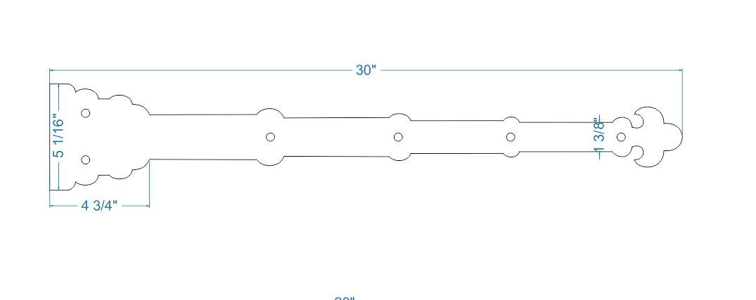 Moorish Revival Wrought Iron Garage Door Dummy Hinge Strap