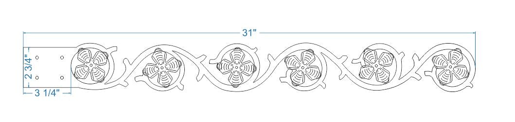 XL Finnish Folk Ironwork Faux Hinge Strap