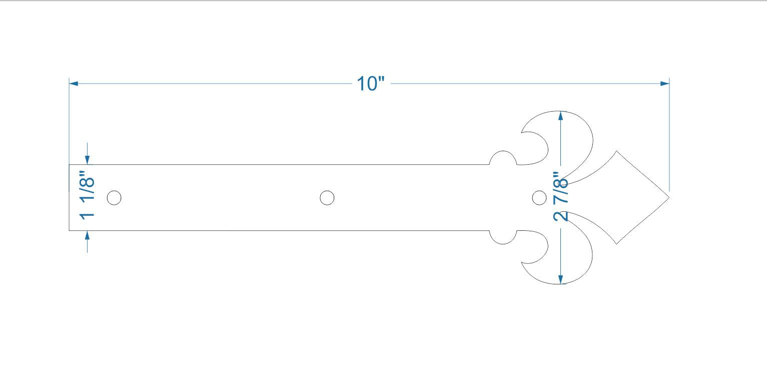 Dunmow Crest Fleur De Lis Iron Faux Bisagra Correa