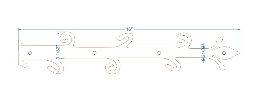 Old English Castle Wrought Iron Faux Hinge Strap