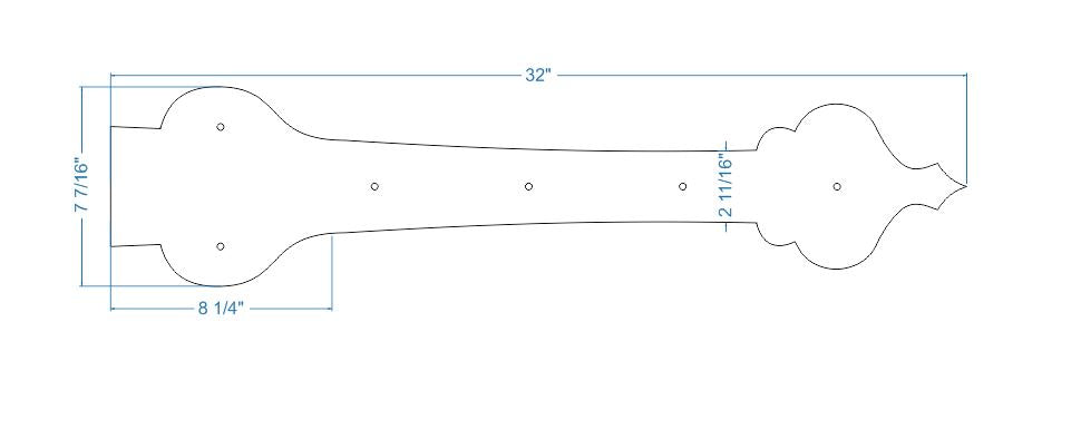 XL French Country Revival Iron Faux Hinge Strap