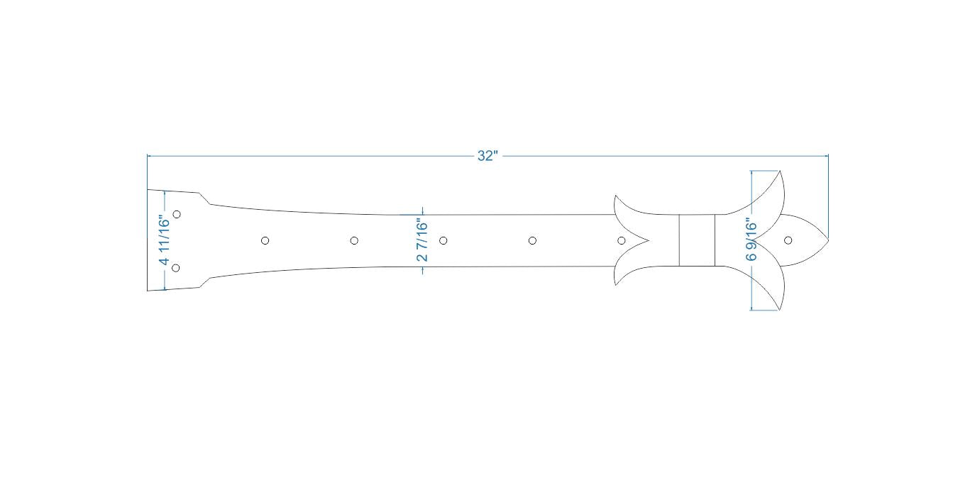 XL Babylonian Fleur De Lis Iron Faux Hinge Strap
