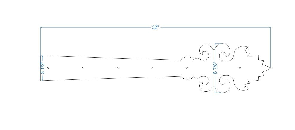 XL Romantic Wrought Iron Faux Hinge Strap