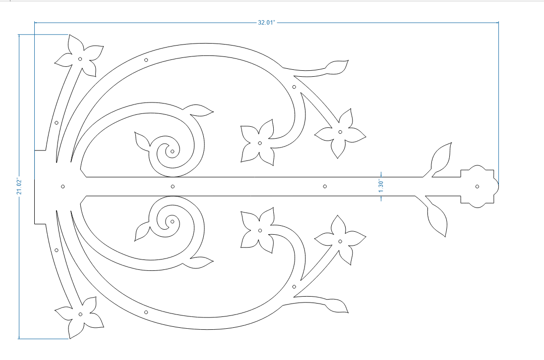 XL Polish Iron Faux Hinge Strap