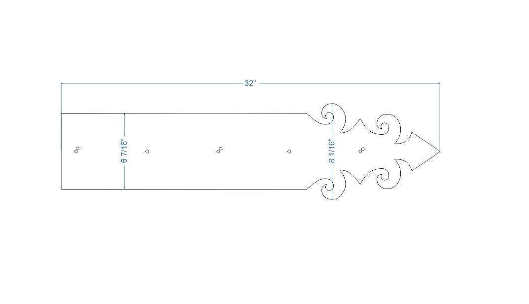 XL Romanesque Wrought Iron Faux Hinge Strap