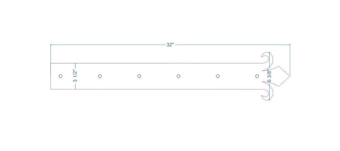 XL Authentic 15th Century Iron Faux Hinge Strap