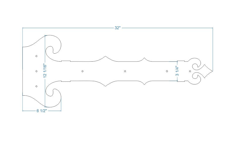 XL Baroque Iron Faux Hinge Strap