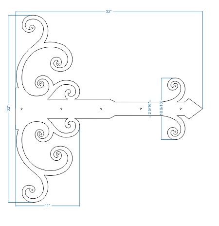 XL Chateauesque Iron Faux Hinge Strap