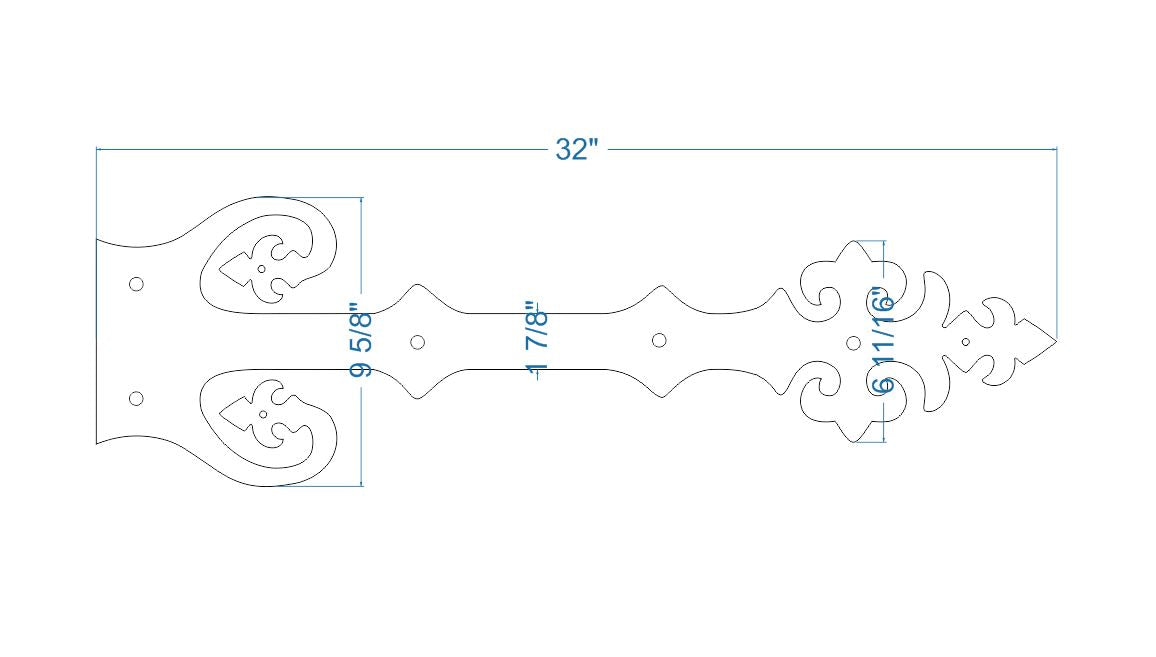 Sangle de charnière imitation fer forgé Renaissance XL