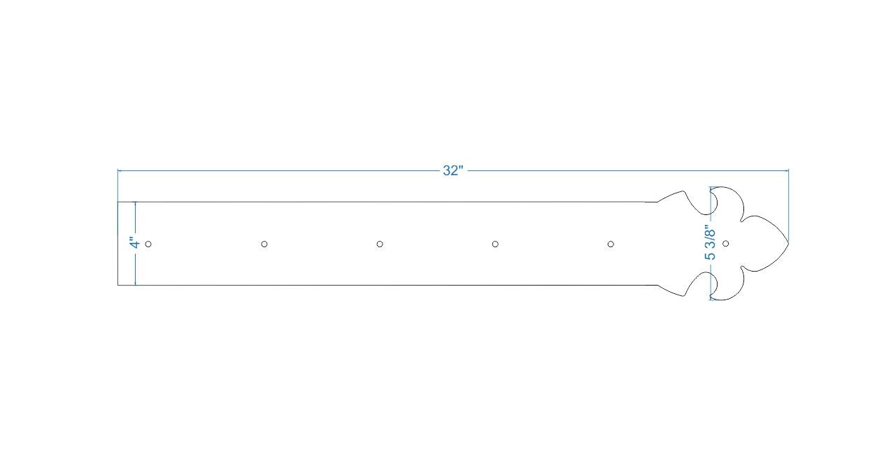 British Fleur De Lis Iron Faux Hinge Strap