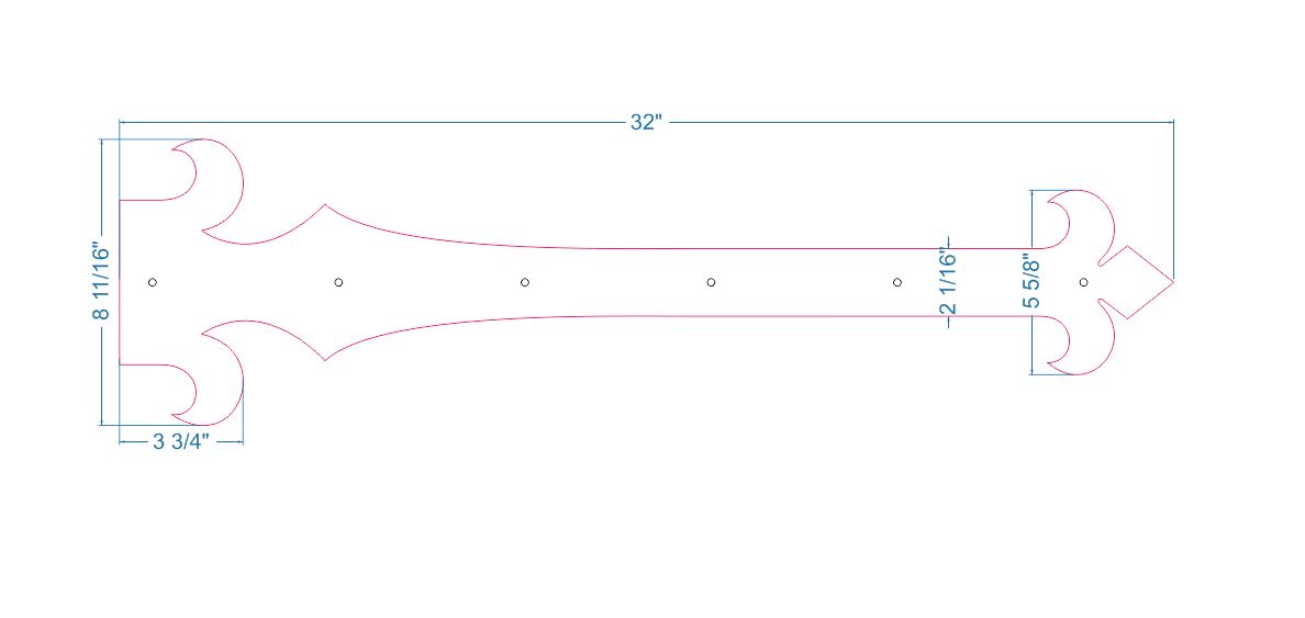 XL French Empire Iron Faux Hinge Strap