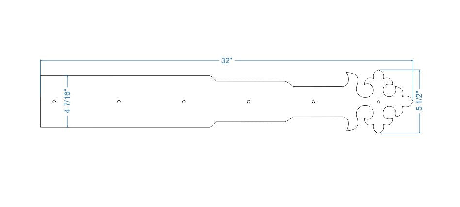 XL Portuguese Gothic Wrought Iron Faux Hinge Strap