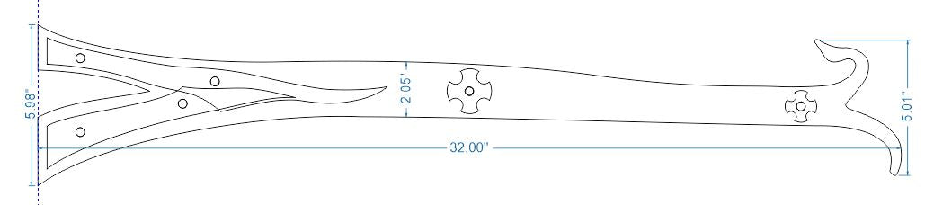 XL Nordic Iron Age Wrought Iron Faux Hinge Strap