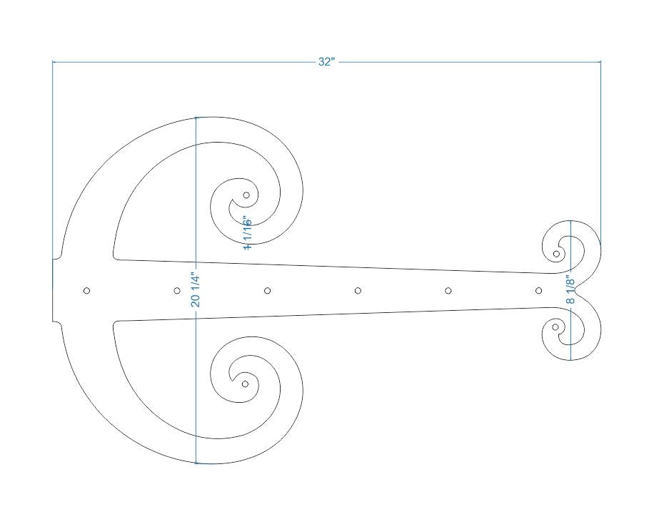 XL Middle Age Europe Wrought Iron Faux Hinge Strap