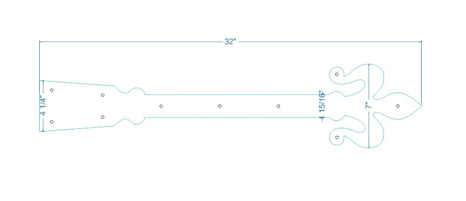 XL Florence Fleur De Lis Iron Faux Hinge Strap