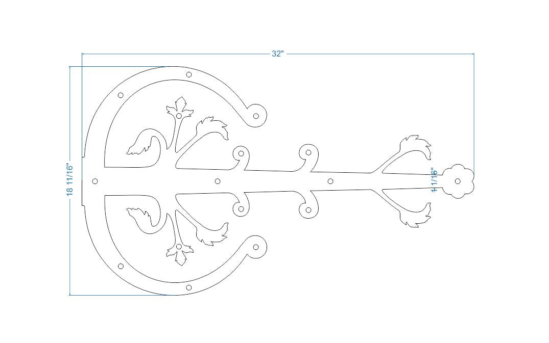 XL German Castle Iron Faux Hinge Strap