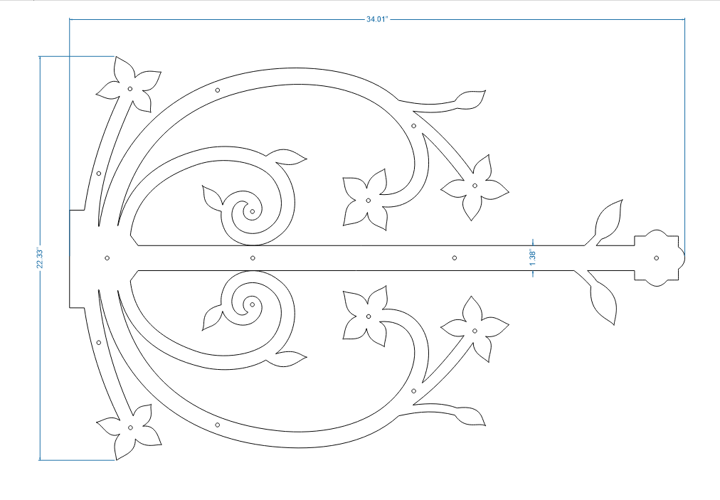 XL Polish Iron Faux Hinge Strap