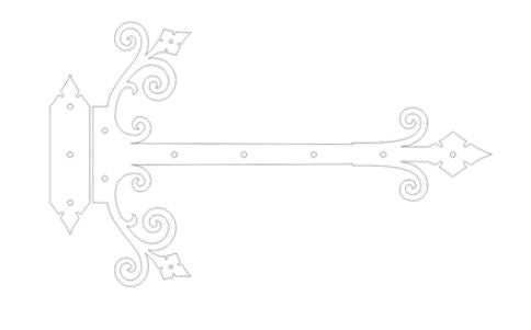 Old California Hacienda Wrought Iron Functioning Hinge Strap