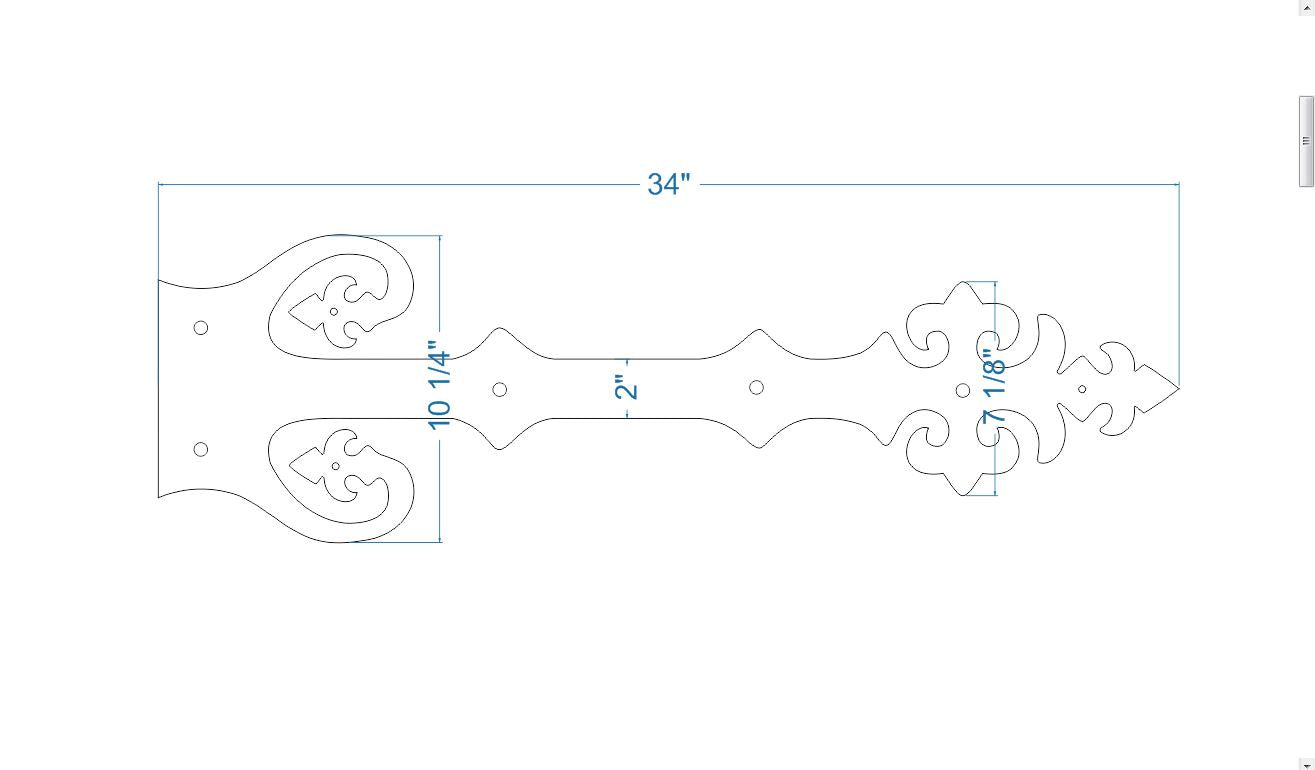Sangle de charnière imitation fer forgé Renaissance XL