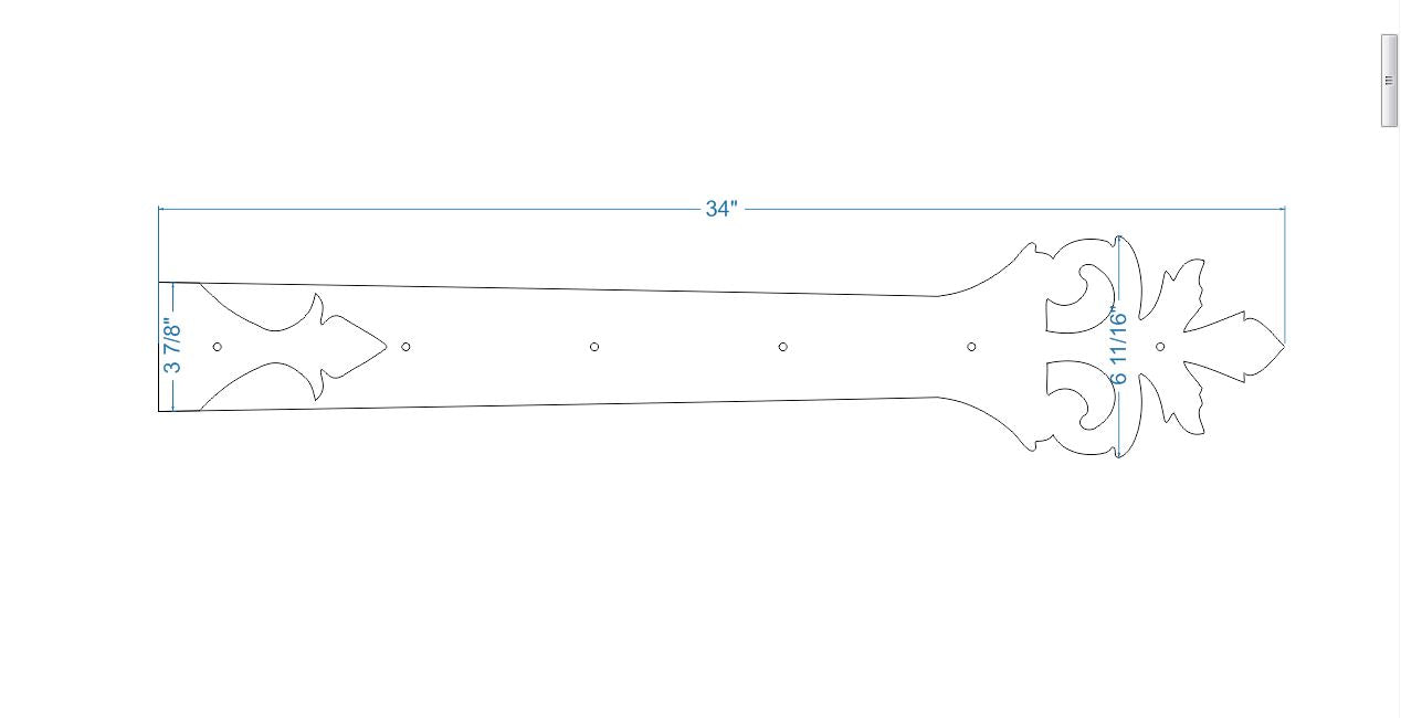 Roman Acanthus Wrought Iron Functioning Hinge Strap