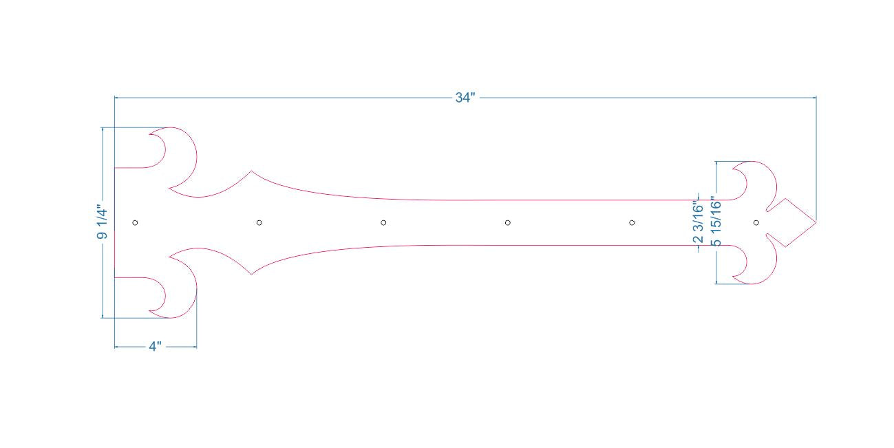 XL French Empire Iron Faux Hinge Strap