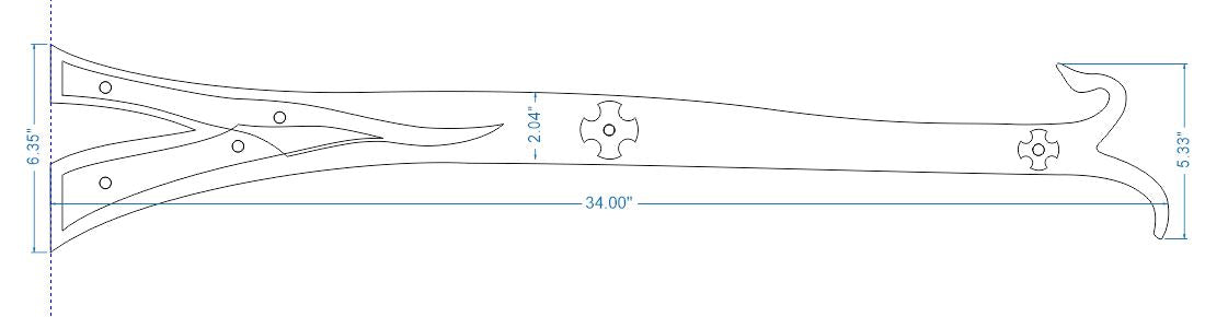XL Nordic Iron Age Wrought Iron Faux Hinge Strap
