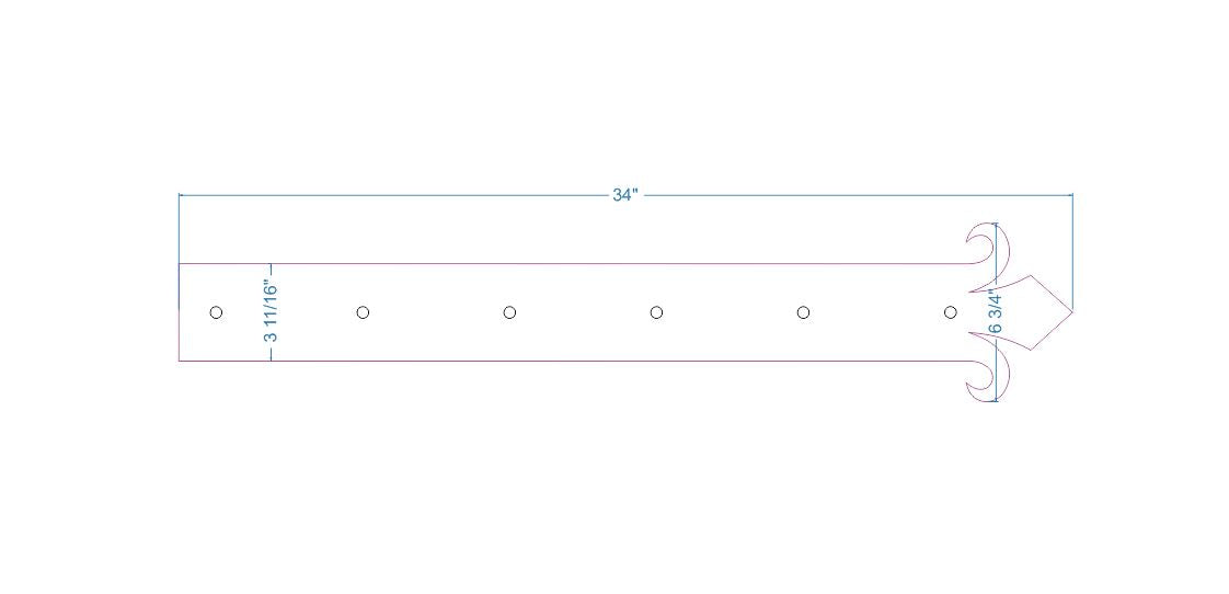 XL Authentic 15th Century Iron Faux Hinge Strap