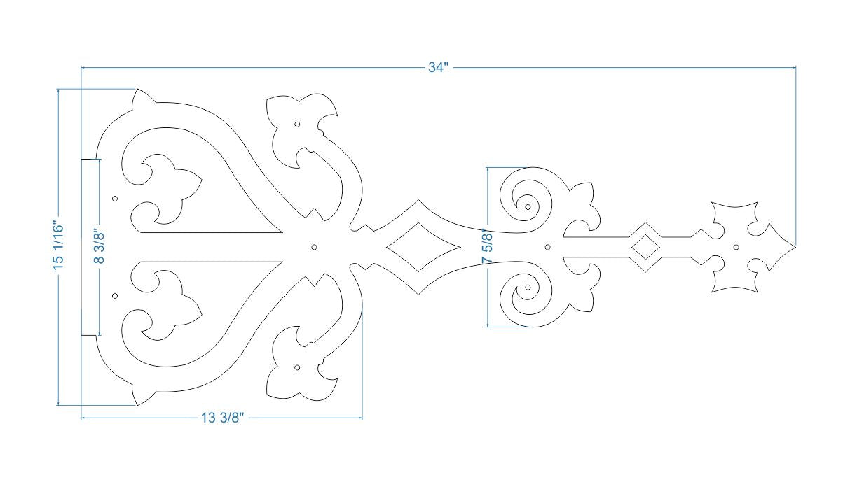 XL Medieval Reconquista Iron Faux Hinge Strap