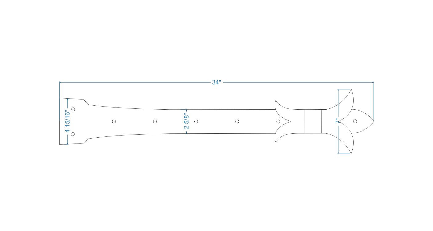 XL Babylonian Fleur De Lis Iron Faux Hinge Strap