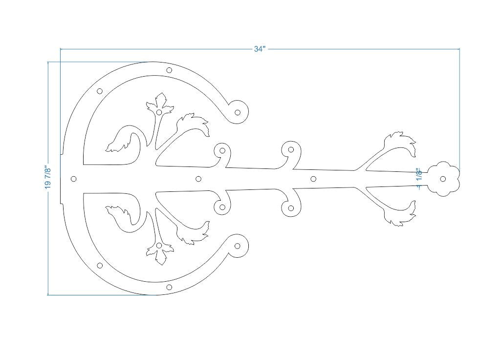 XL German Castle Iron Faux Hinge Strap