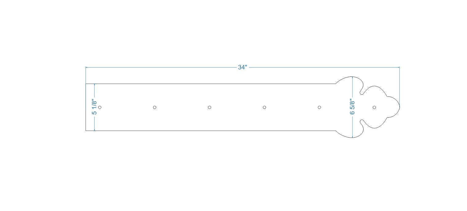 XL Mediterranean Wrought Iron Faux Hinge Strap