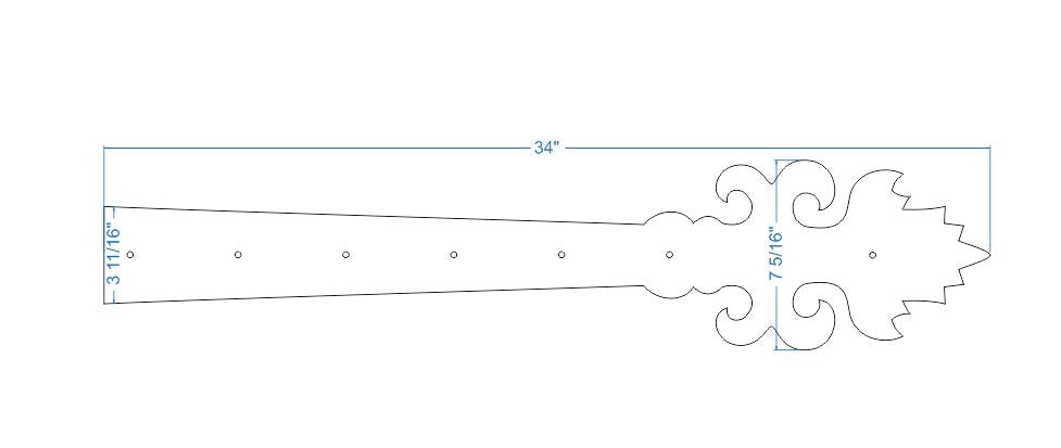 XL Romantic Wrought Iron Faux Hinge Strap