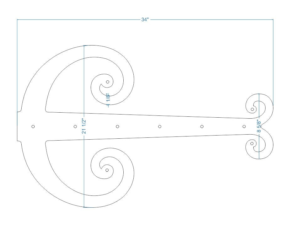 XL Middle Age Europe Wrought Iron Faux Hinge Strap