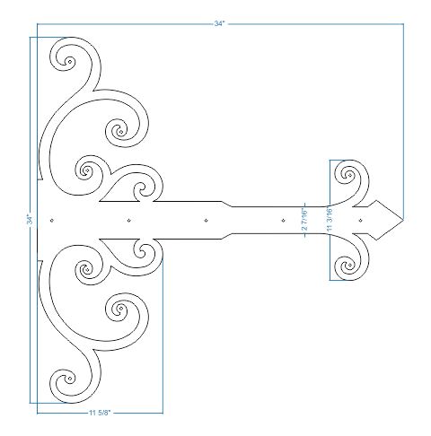 XL Chateauesque Iron Faux Hinge Strap