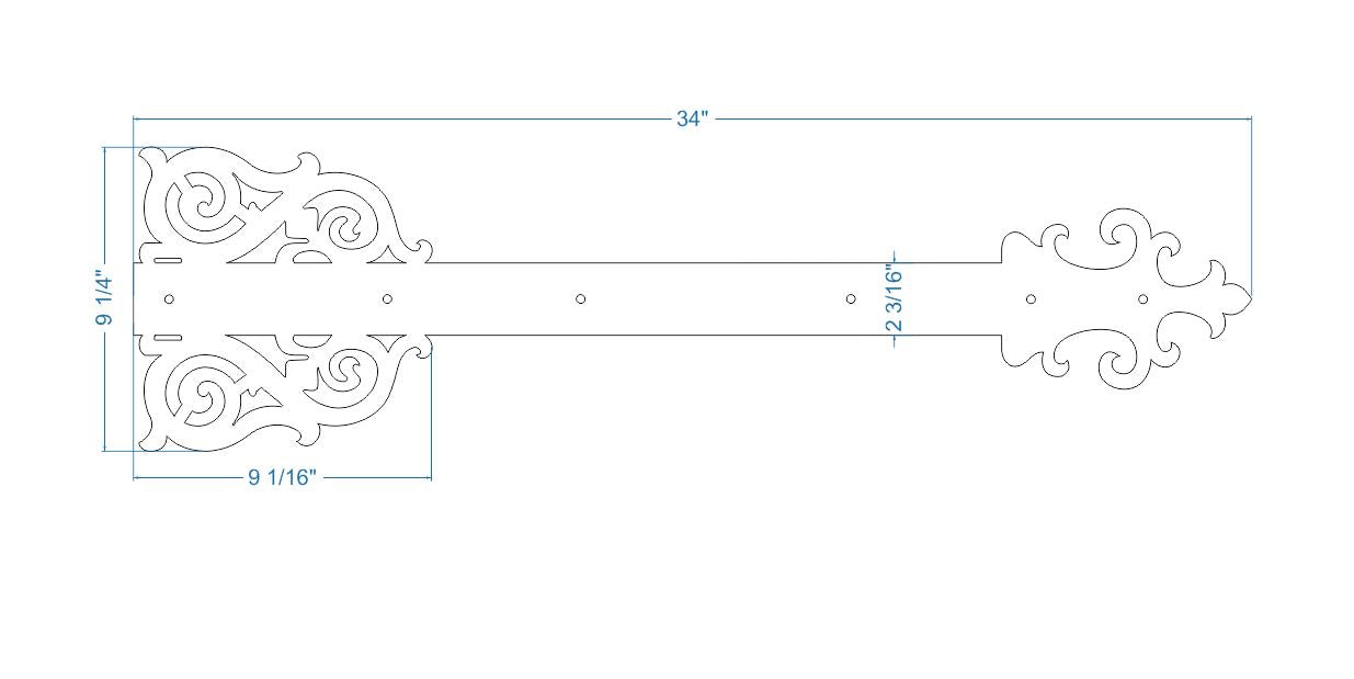 Sangle de charnière gothique en fer cathédrale gothique