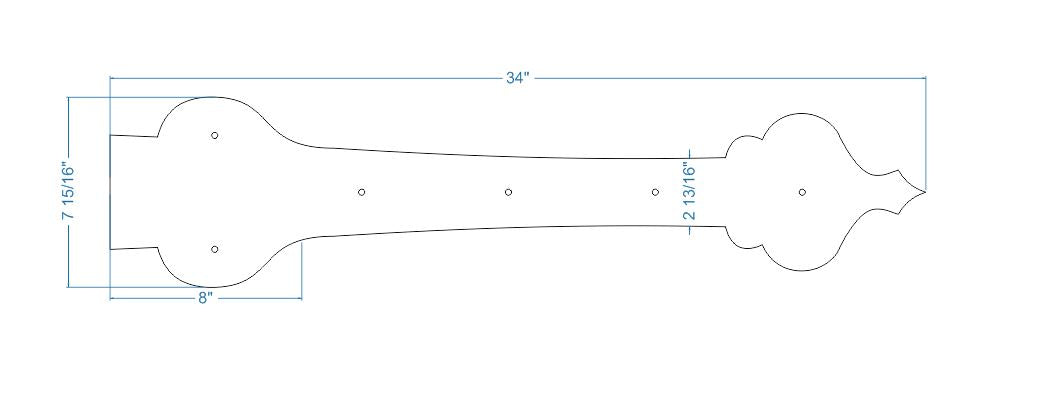 XL French Country Revival Iron Faux Hinge Strap