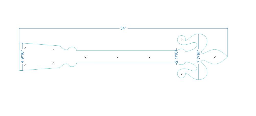 XL Florence Fleur De Lis Iron Faux Hinge Strap