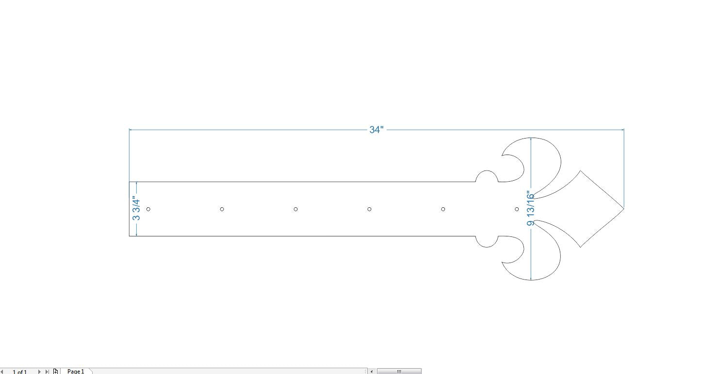 XL Dunmow Crest Fleur De Lis Fer Faux Charnière Sangle